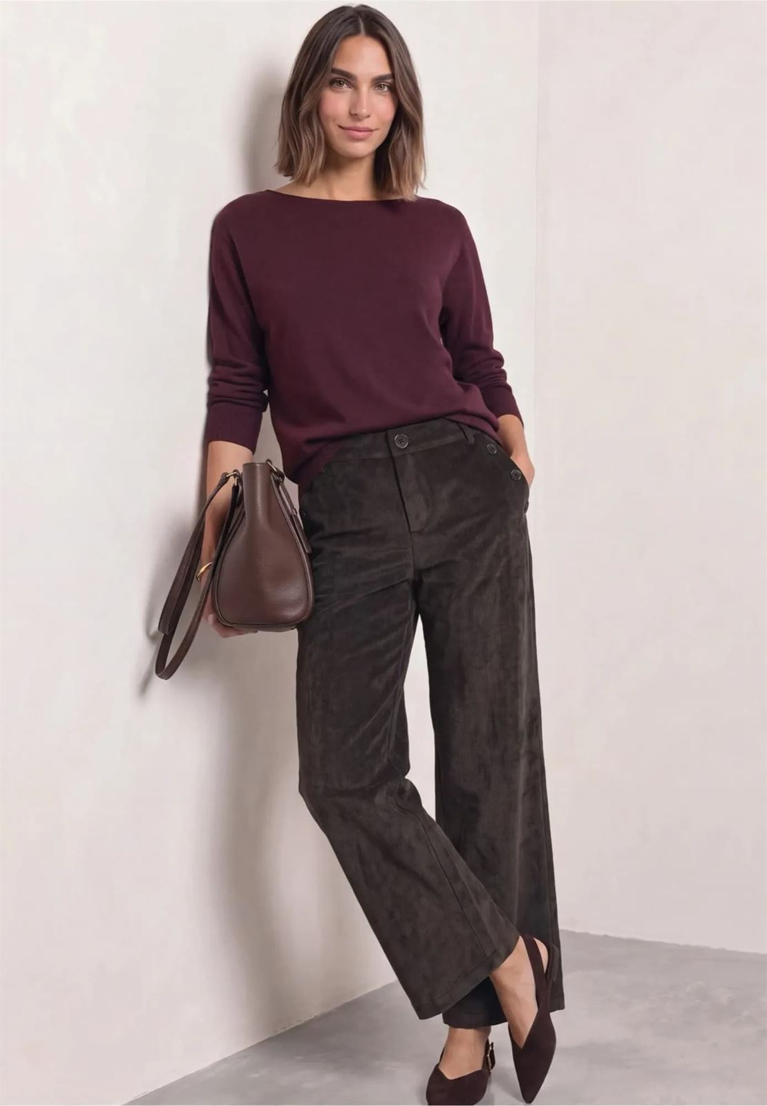 Pantalón Street One Style Amalia Corduroy Black Coffee 380885 17874 - Imagen 1