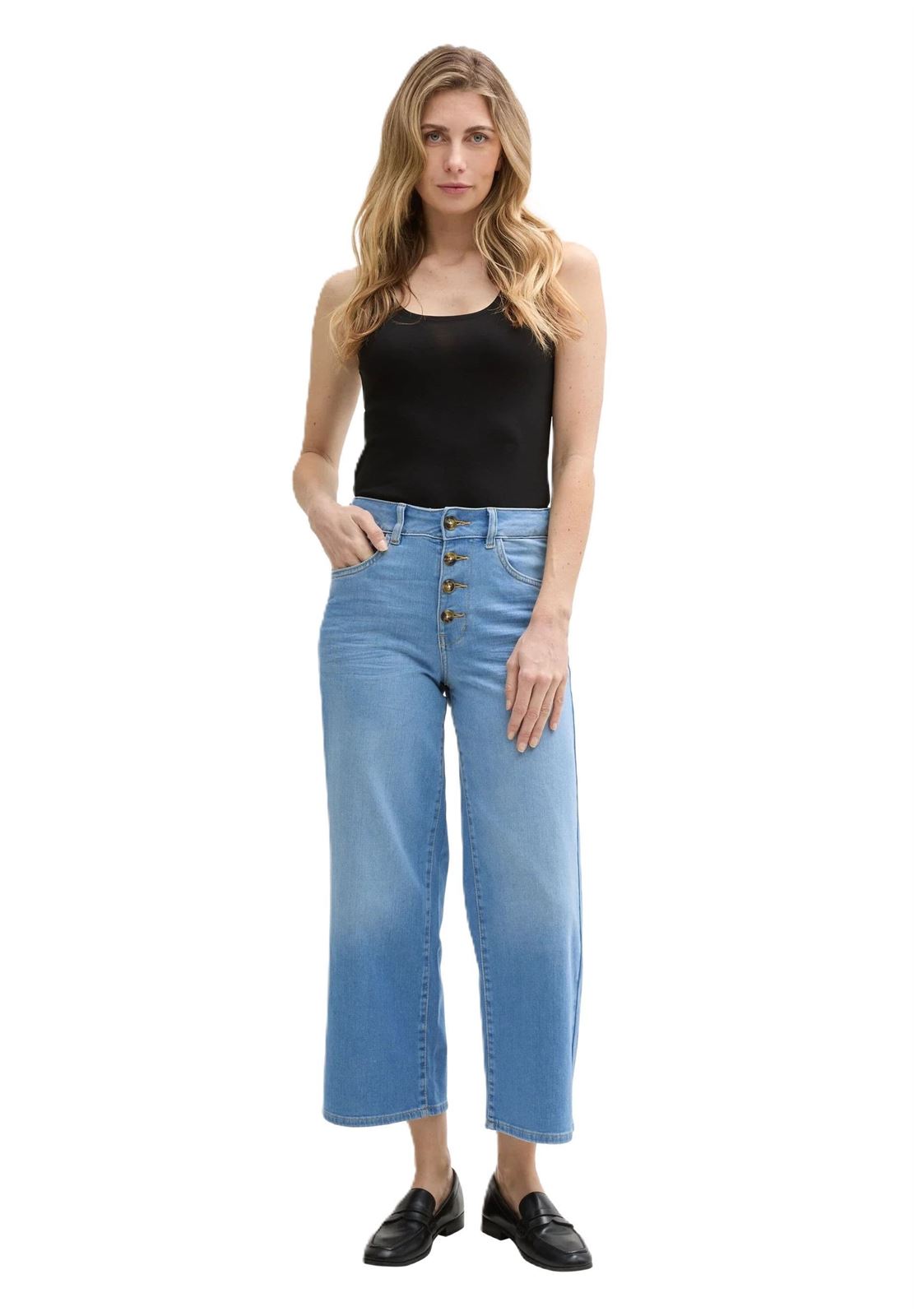 Pantalón Vaquero Tom Tailor Denim Culotte Clean Light Stone Blue Denim 1046584 10112 - Imagen 2