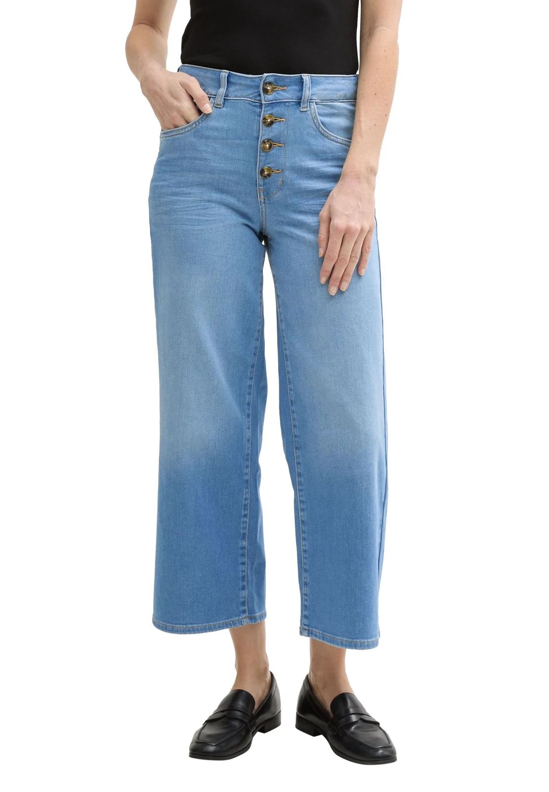 Pantalón Vaquero Tom Tailor Denim Culotte Clean Light Stone Blue Denim 1046584 10112 - Imagen 4