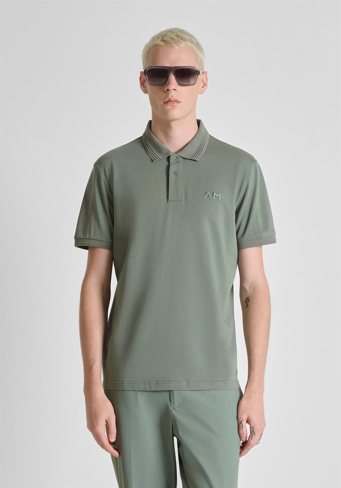 Polo Antony Morato Green MMKS02645 FA100258 4095 - Imagen 2