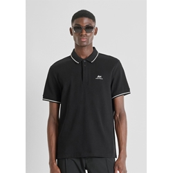 Polo Antony Morato Regular Fit Piquet Negro MMKS02551 FA100262 9000 - Imagen 1