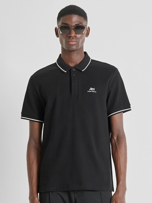 Polo Antony Morato Regular Fit Piquet Negro MMKS02551 FA100262 9000 - Imagen 1