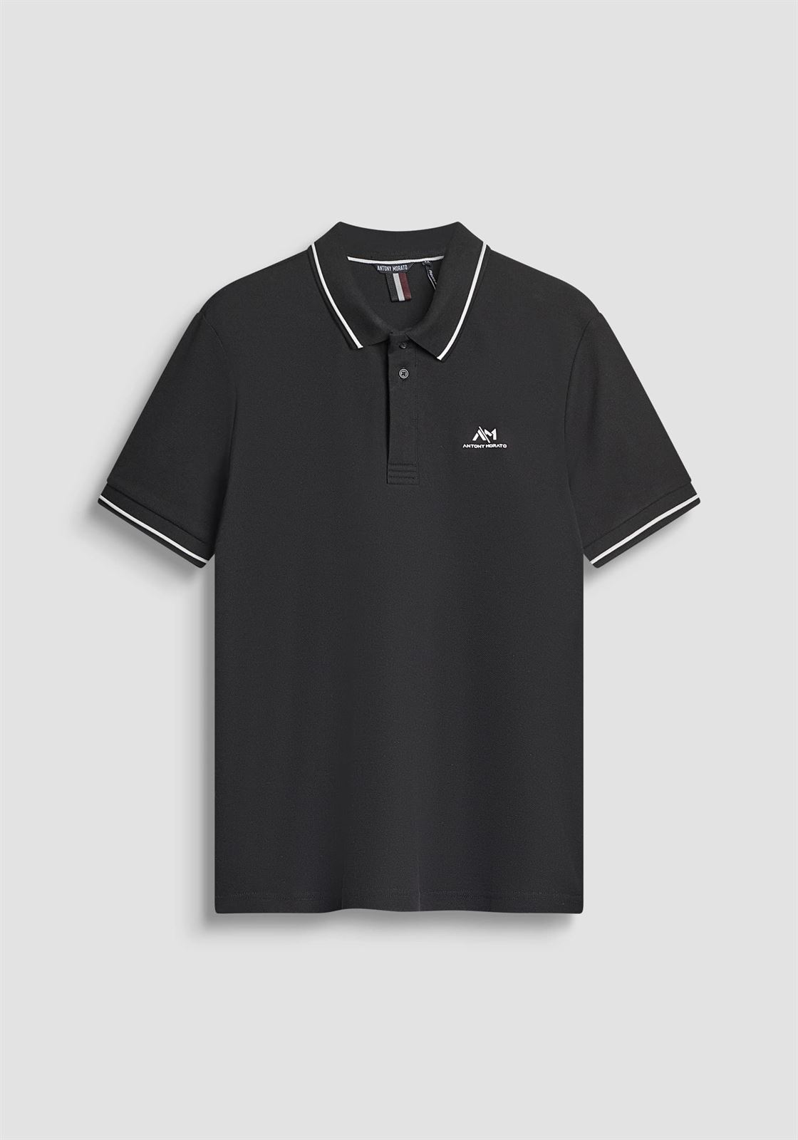 Polo Antony Morato Regular Fit Piquet Negro MMKS02551 FA100262 9000 - Imagen 4
