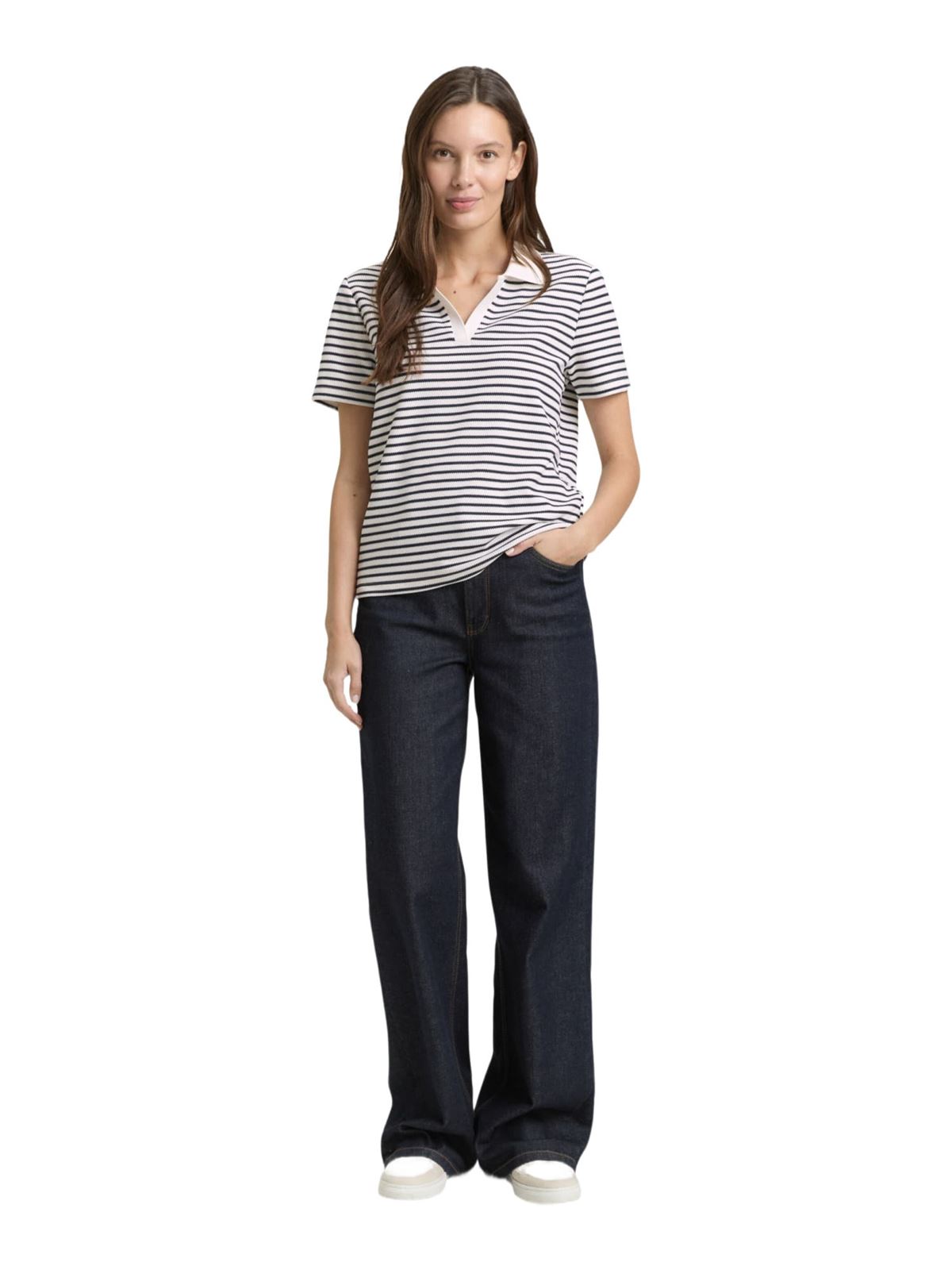 Polo TOM TAILOR 1050437 39768 Blue offwhite stripe structure - Imagen 4