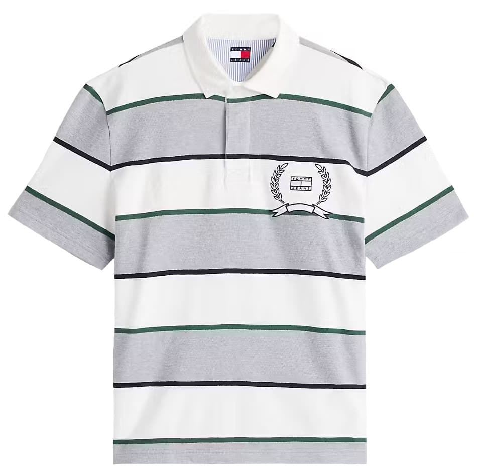 Polo TOMMY JEANS DM0DM22702 Q13 grey Htr Stripe - Imagen 1