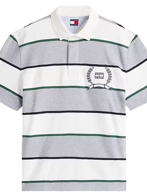 Polo TOMMY JEANS DM0DM22702 Q13 grey Htr Stripe - Imagen 1