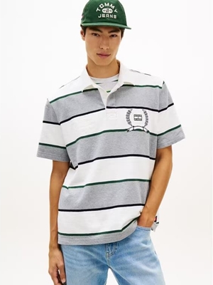 Polo TOMMY JEANS DM0DM22702 Q13 grey Htr Stripe - Imagen 2