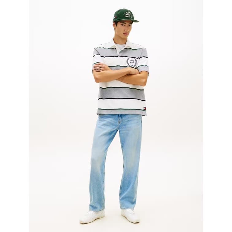 Polo TOMMY JEANS DM0DM22702 Q13 grey Htr Stripe - Imagen 4
