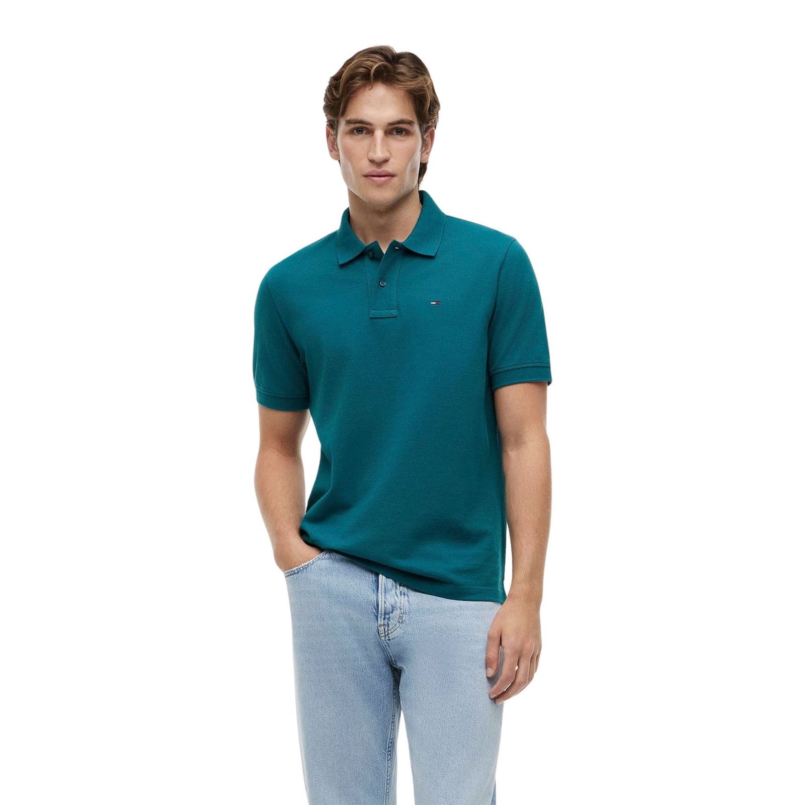 Polo Tommy Jeans DM0DM22711 L8J Polar Teal - Imagen 4