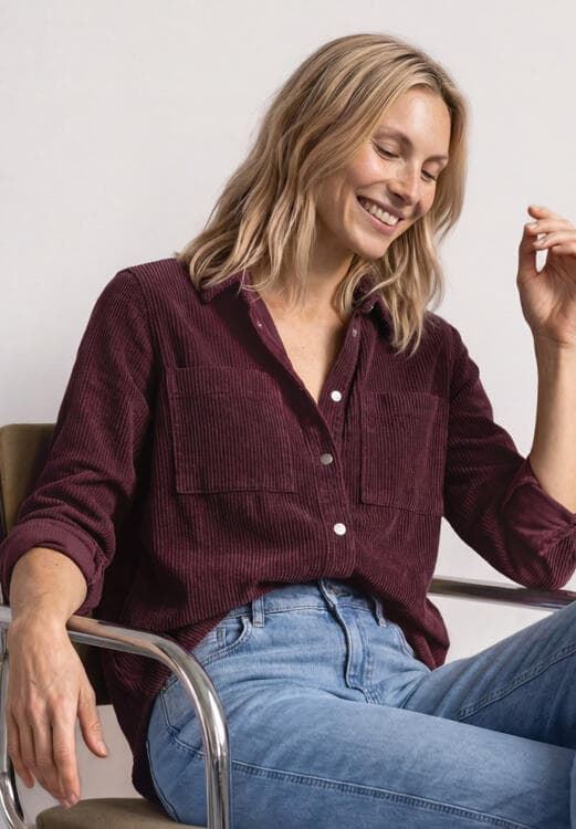 Sobrecamisa de pana STREET ONE 346859 17820 Corduroy shirtcollarblouse rustic rouge - Imagen 1
