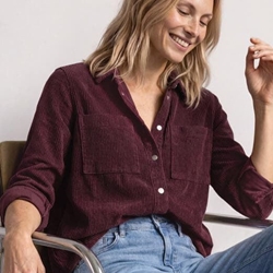 Sobrecamisa de pana STREET ONE 346859 17820 Corduroy shirtcollarblouse rustic rouge - Imagen 1