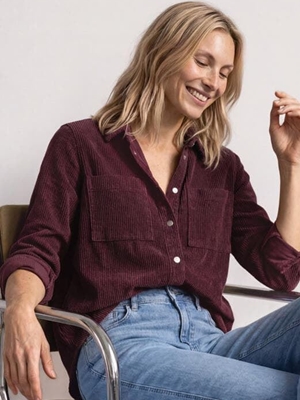 Sobrecamisa de pana STREET ONE 346859 17820 Corduroy shirtcollarblouse rustic rouge - Imagen 1