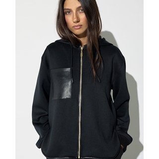 Sudadera abierta Lola Casademunt Bolsillo Efecto pIel LF2611040 00N - Imagen 1