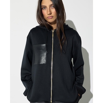 Sudadera abierta Lola Casademunt Bolsillo Efecto pIel LF2611040 00N - Imagen 1