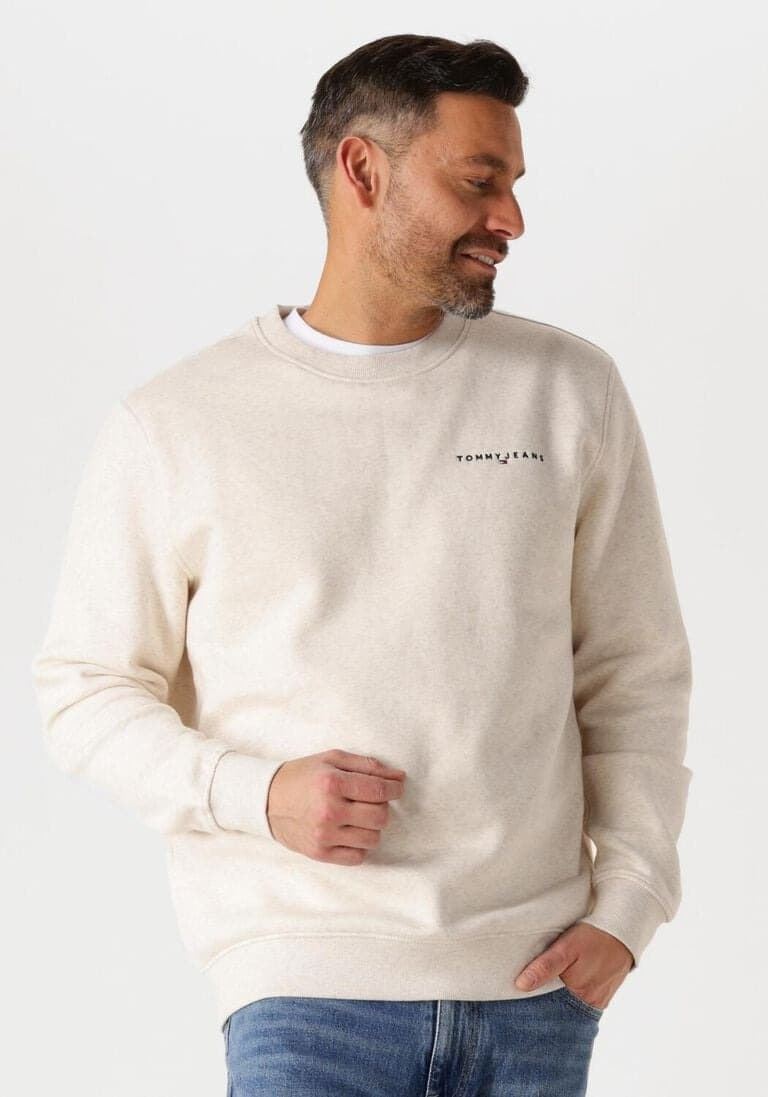 Sudadera Beige Tommy Jeans Reg Linear Crew Ext - Imagen 1