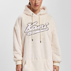 Sudadera Karl Kani 6160800 KK Varsity  Vegan Fur  Hoodie Dress Cream - Imagen 1
