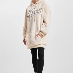Sudadera Karl Kani 6160800 KK Varsity  Vegan Fur  Hoodie Dress Cream - Imagen 2