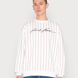 Sudadera KARL KANI Autograph Pinstripe Crew blanco - Imagen 1