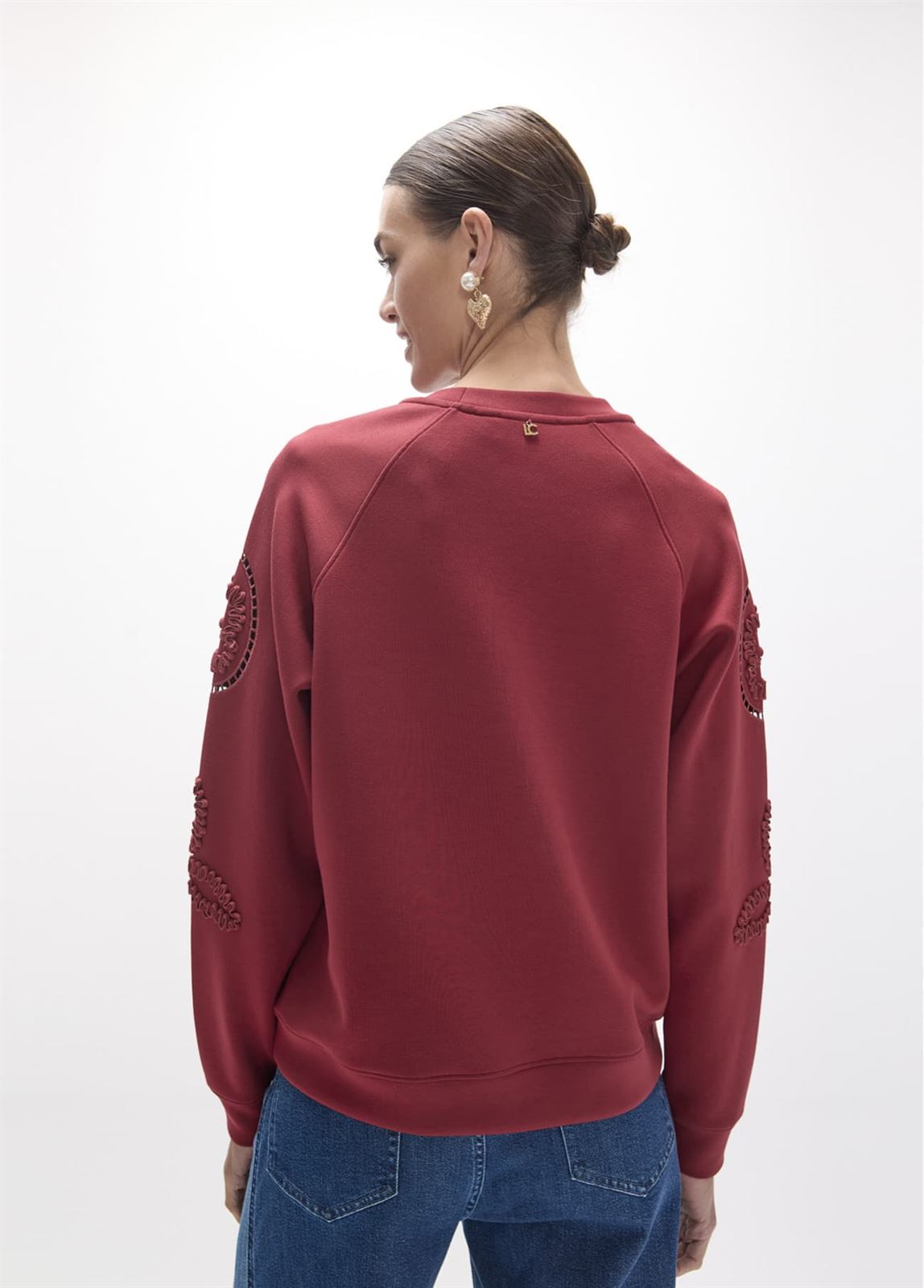 Sudadera manga raglan Lola Casademunt Color Vino LF2611034 - Imagen 4