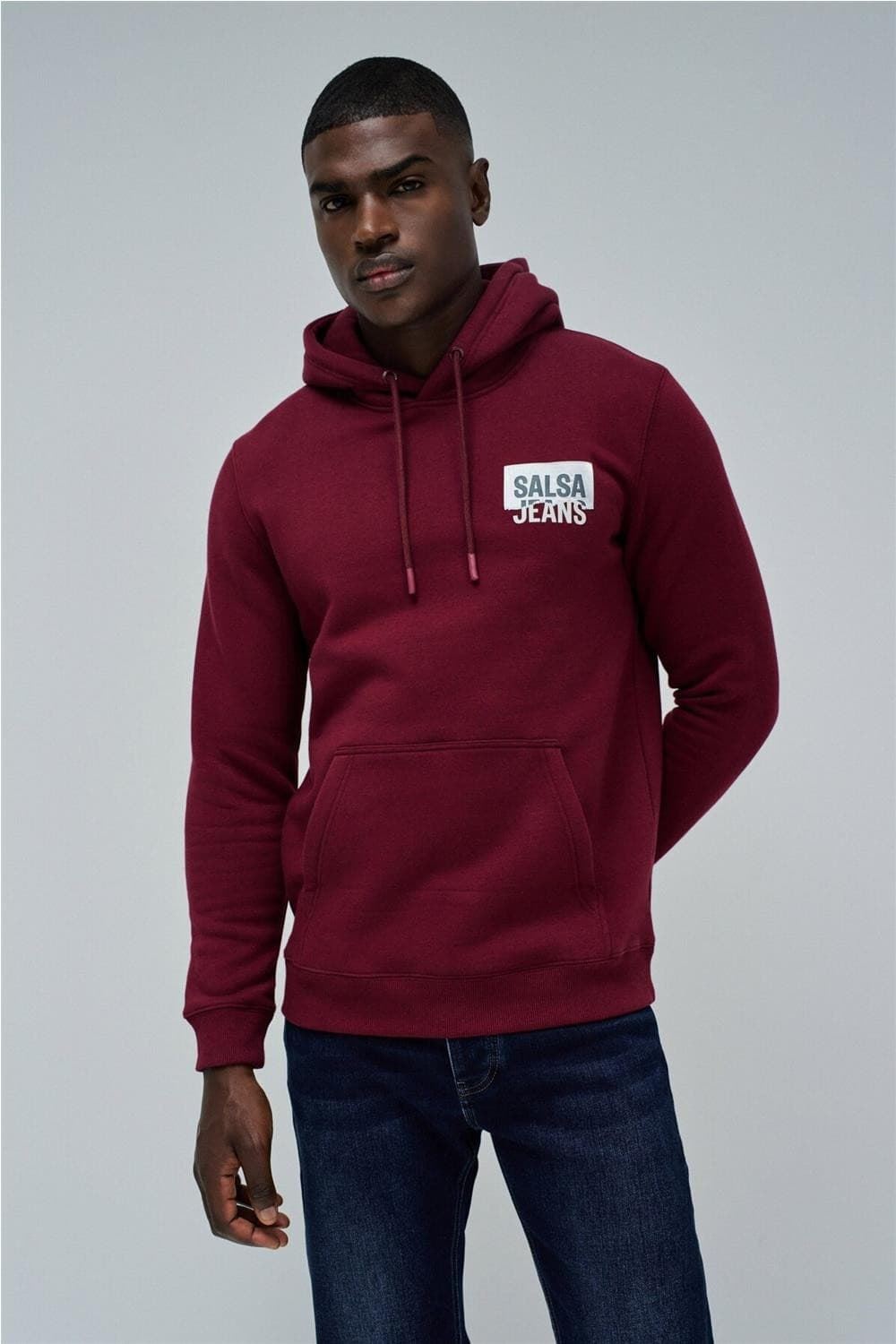 Sudadera Salsa Jeans French Terry Hoodie Dark Red 21010338 730 - Imagen 1