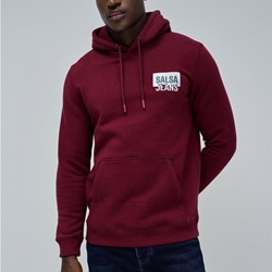 Sudadera Salsa Jeans French Terry Hoodie Dark Red 21010338 730 - Imagen 1
