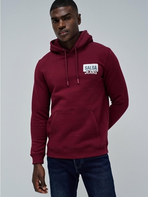 Sudadera Salsa Jeans French Terry Hoodie Dark Red 21010338 730 - Imagen 1