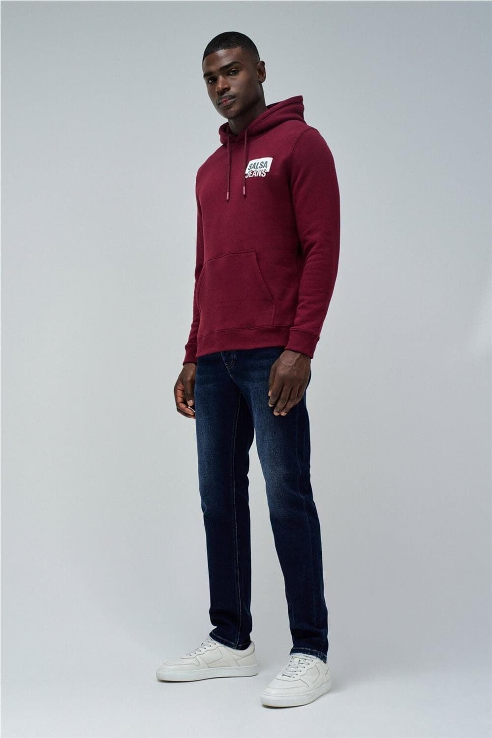 Sudadera Salsa Jeans French Terry Hoodie Dark Red 21010338 730 - Imagen 2