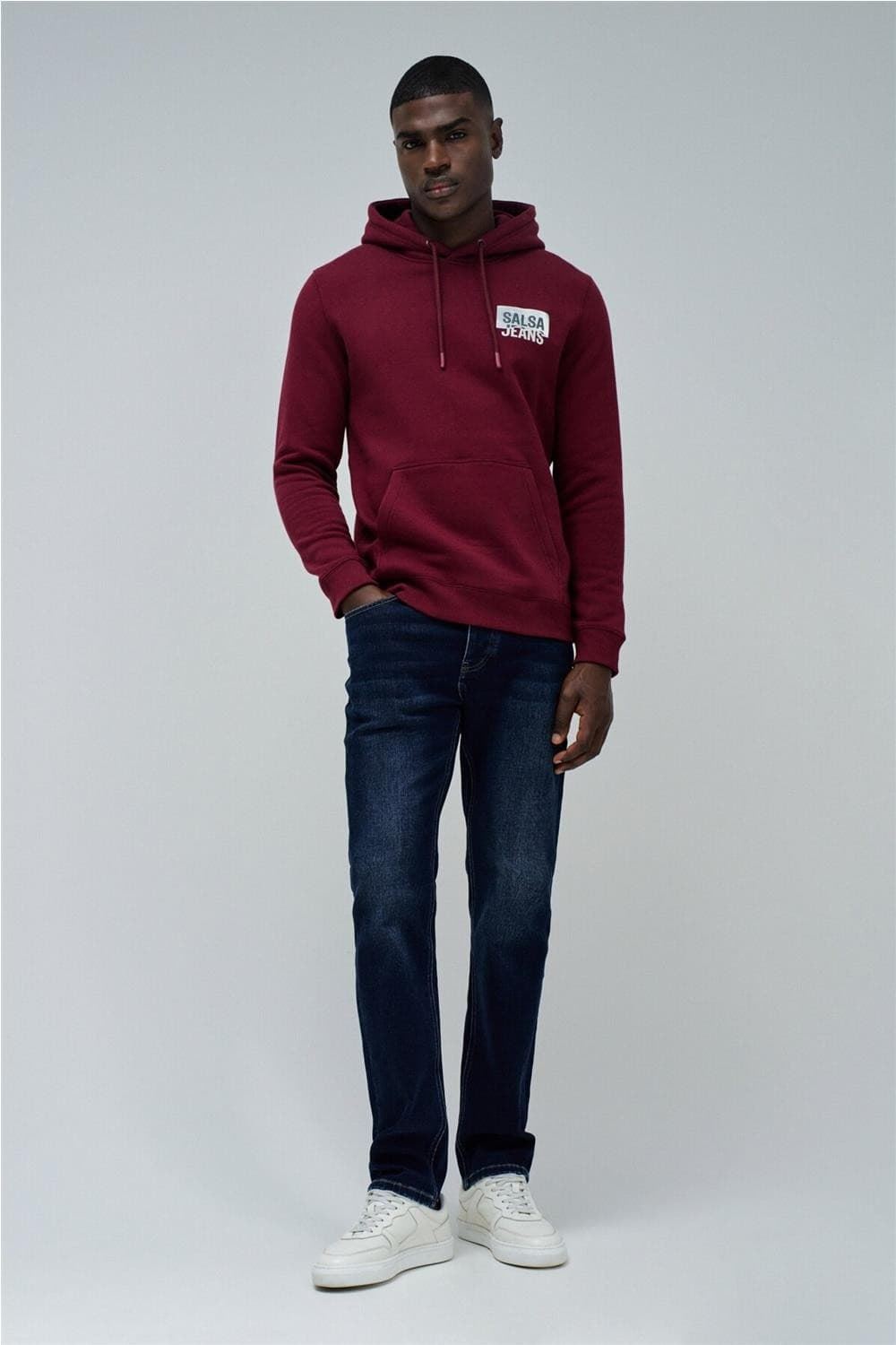 Sudadera Salsa Jeans French Terry Hoodie Dark Red 21010338 730 - Imagen 4