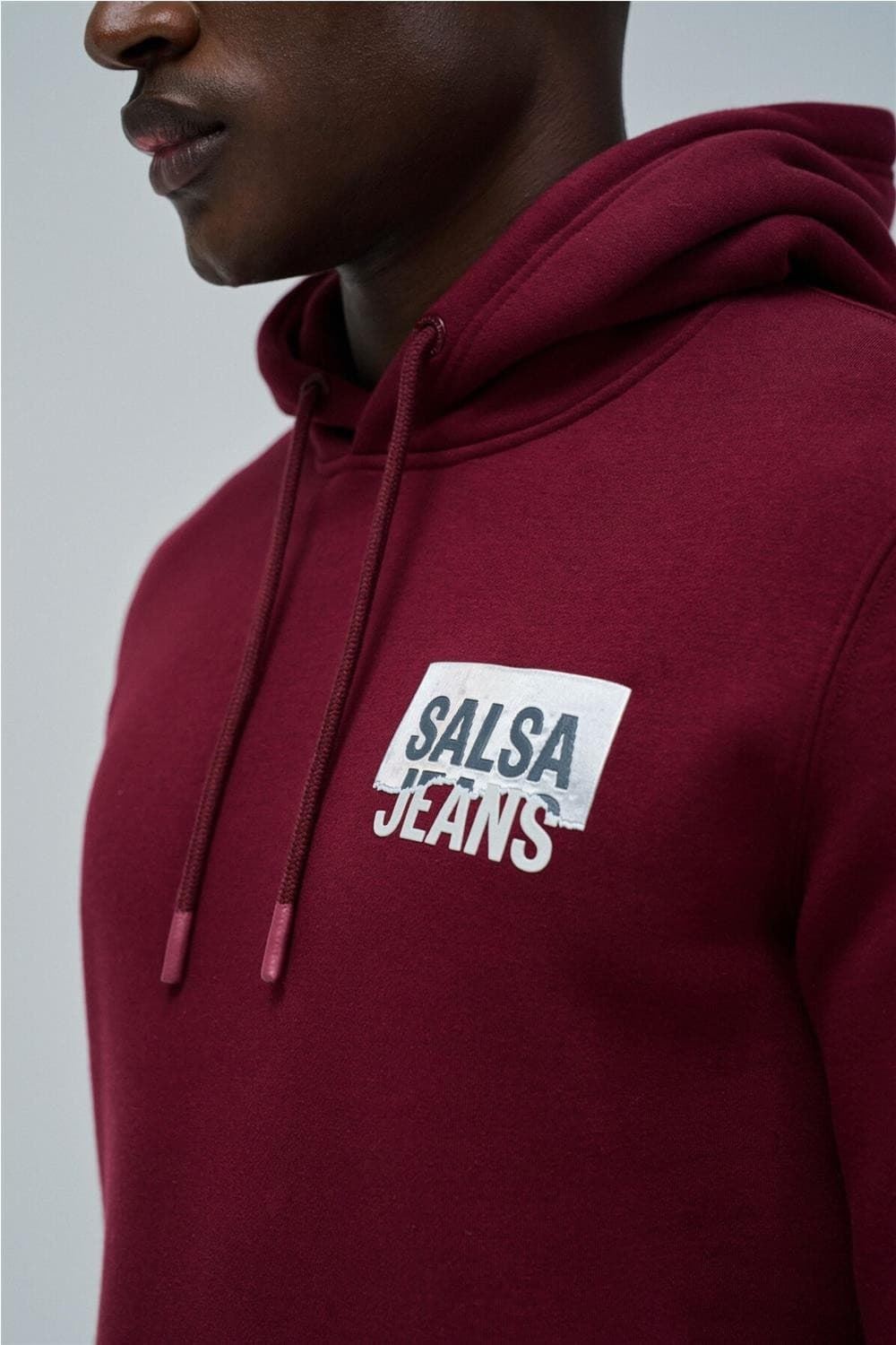 Sudadera Salsa Jeans French Terry Hoodie Dark Red 21010338 730 - Imagen 5