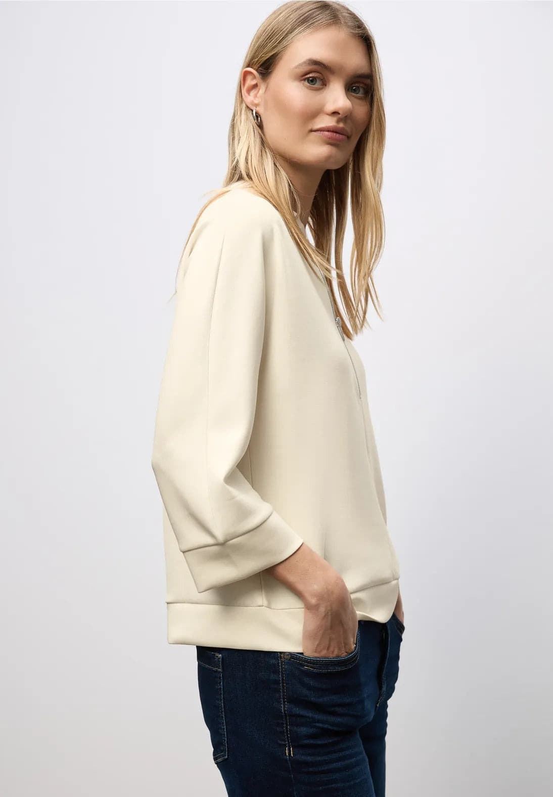 Sudadera Silk Look W.Zipper Beige Street One 324025 16351 - Imagen 3