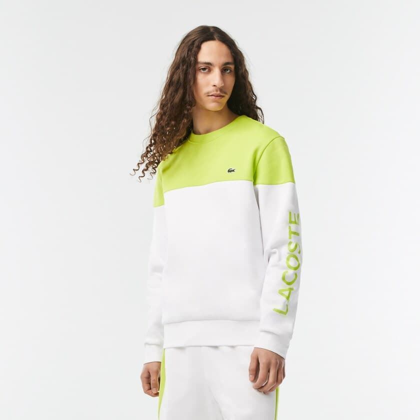 Sudadera sin capucha Lacoste SH8363 00 9ZV lime/blanc - Imagen 1