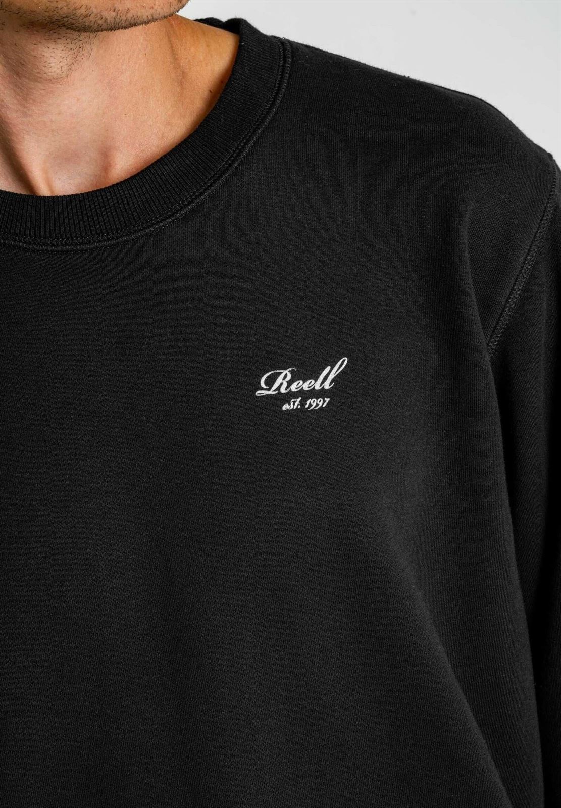 Sudadera sin capucha REELL Staple Logo Crewneck RE3696 Deep Black - Imagen 4