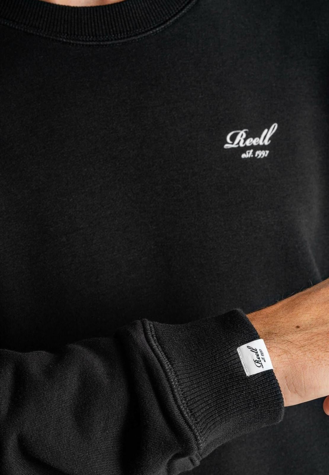 Sudadera sin capucha REELL Staple Logo Crewneck RE3696 Deep Black - Imagen 5