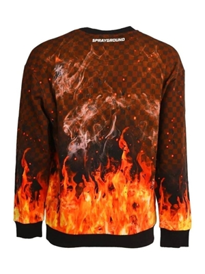 Sudadera Sprayground Shark on Fire CrewNeck Checkered SP379CHK - Imagen 2