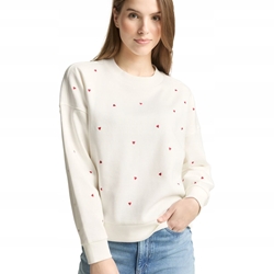 Sudadera TOM TAILOR 1050822 39490 off white red heart embroidery - Imagen 1
