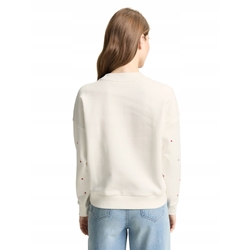 Sudadera TOM TAILOR 1050822 39490 off white red heart embroidery - Imagen 2