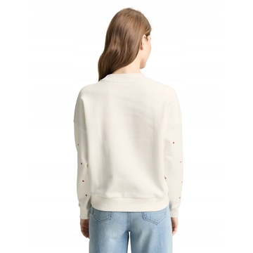 Sudadera TOM TAILOR 1050822 39490 off white red heart embroidery - Imagen 2