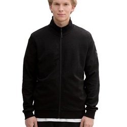 Sudadera Tom Tailor Stand up collar sweat jacket/Black 1045582 29999 - Imagen 2