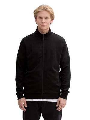 Sudadera Tom Tailor Stand up collar sweat jacket/Black 1045582 29999 - Imagen 2