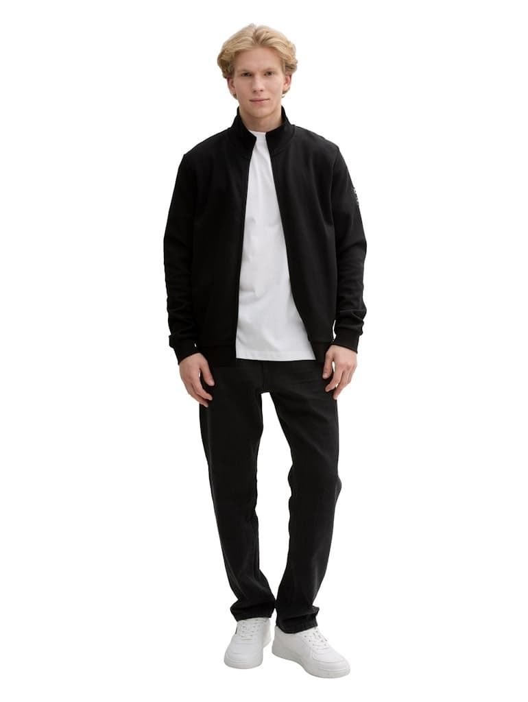 Sudadera Tom Tailor Stand up collar sweat jacket/Black 1045582 29999 - Imagen 3
