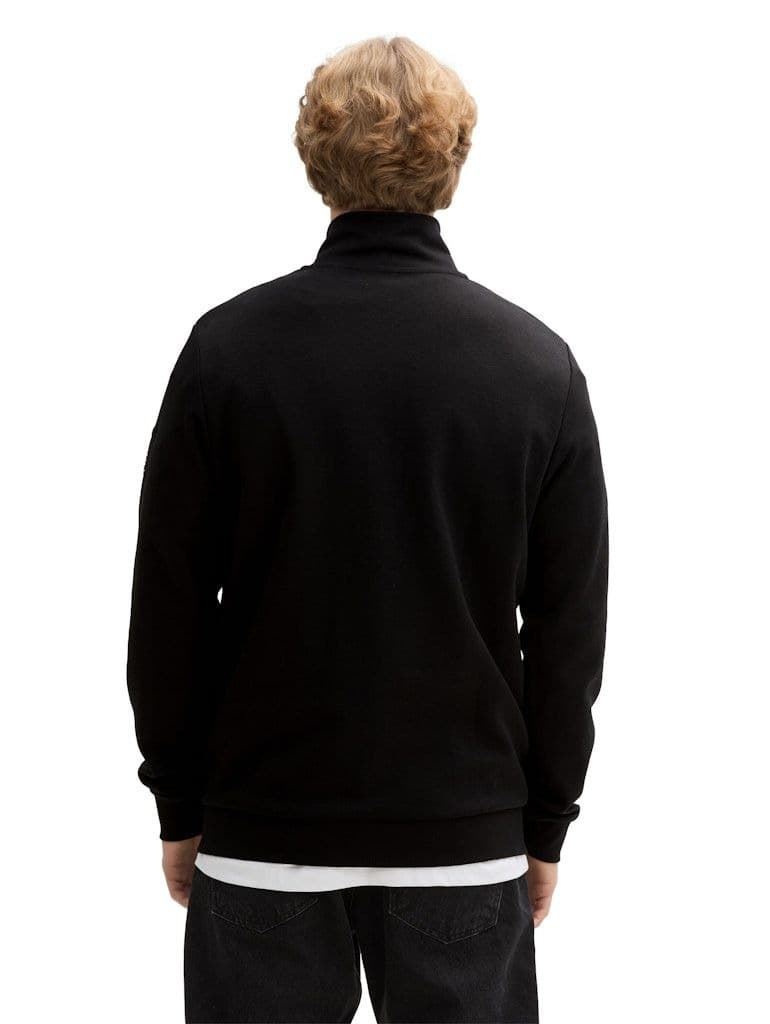 Sudadera Tom Tailor Stand up collar sweat jacket/Black 1045582 29999 - Imagen 4