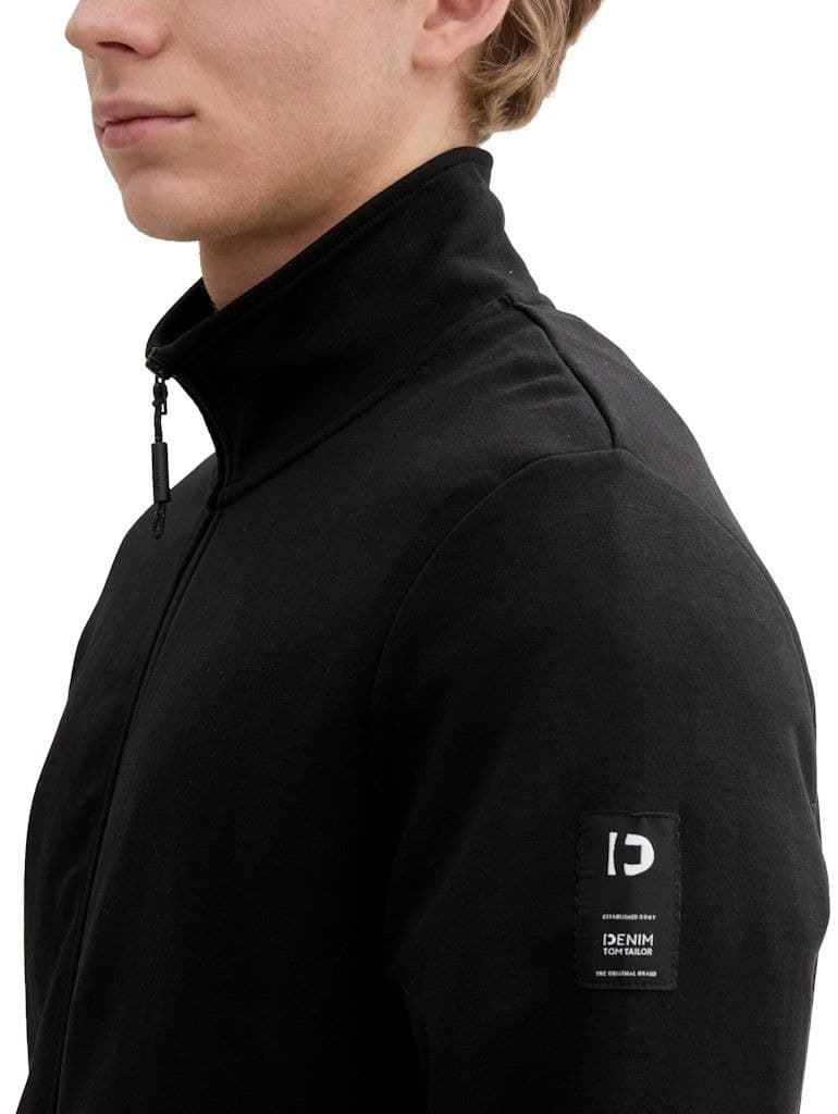 Sudadera Tom Tailor Stand up collar sweat jacket/Black 1045582 29999 - Imagen 5