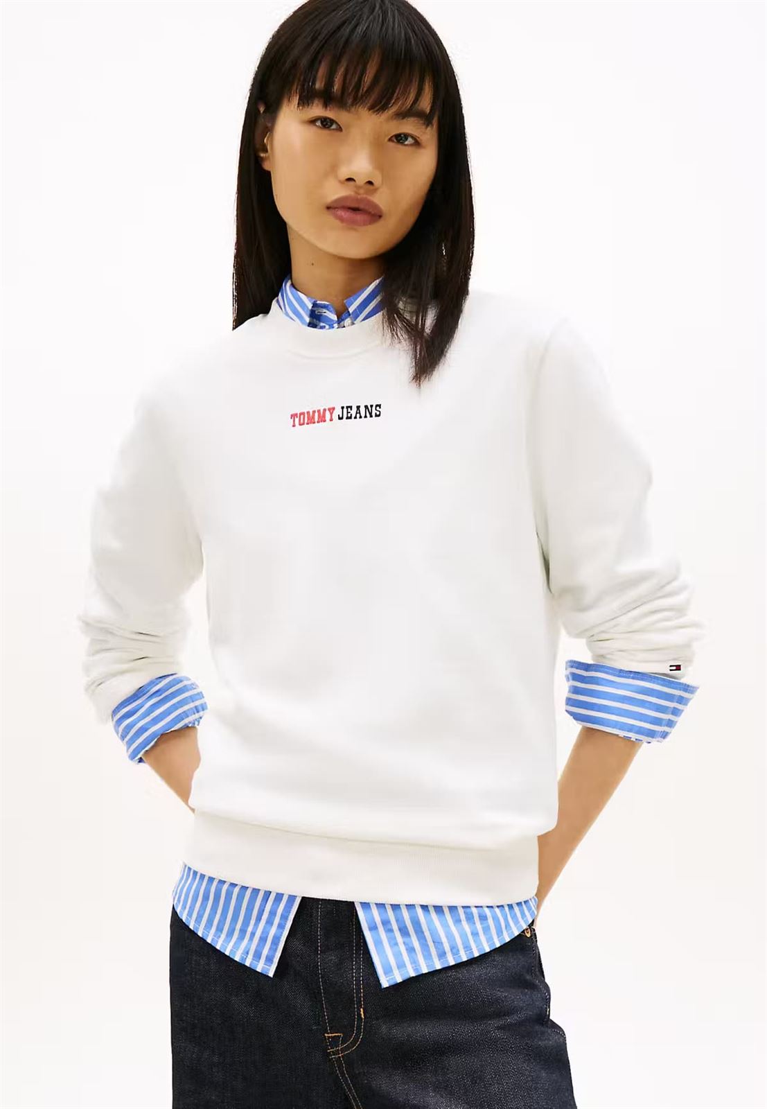 Sudadera TOMMY JEANS DW0DW22362 YBL Ecru - Imagen 2