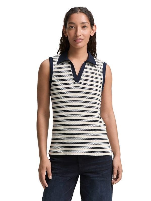 Top Tom Tailor 1046412 37997 offwhite navy - Imagen 4