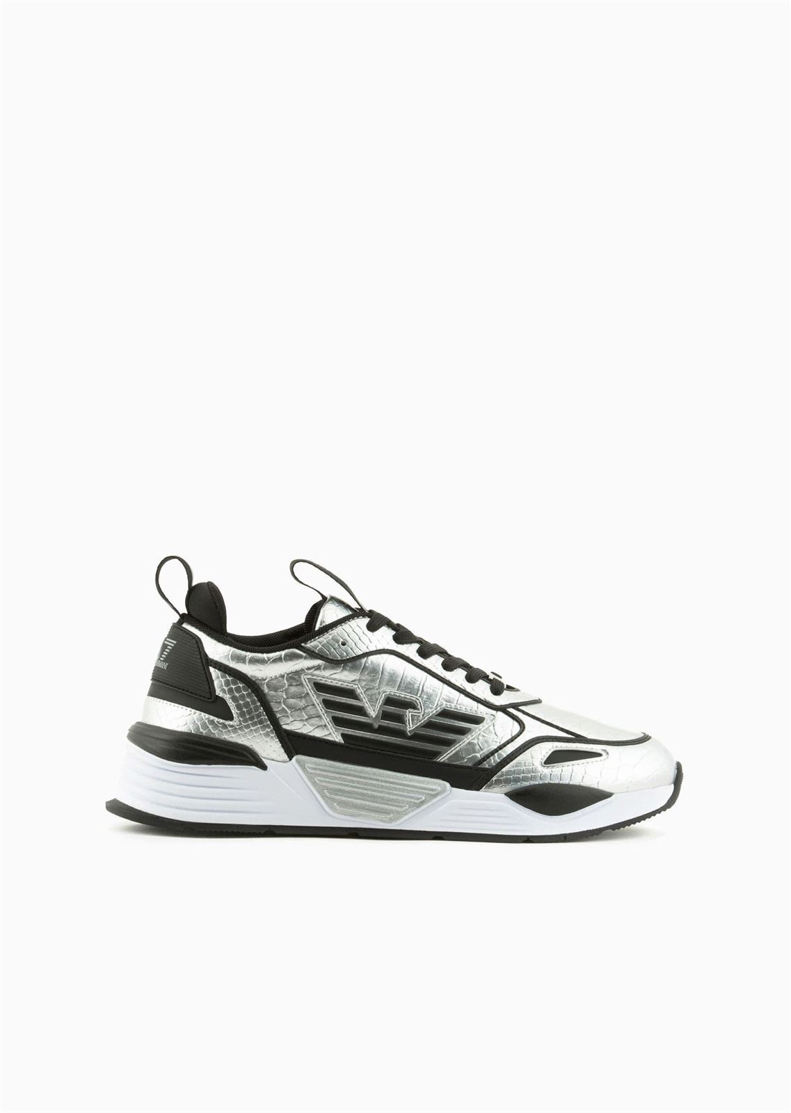 Zapatillas Emporio Armani EA7 X8X160 XK365 S989 silver python/black - Imagen 1